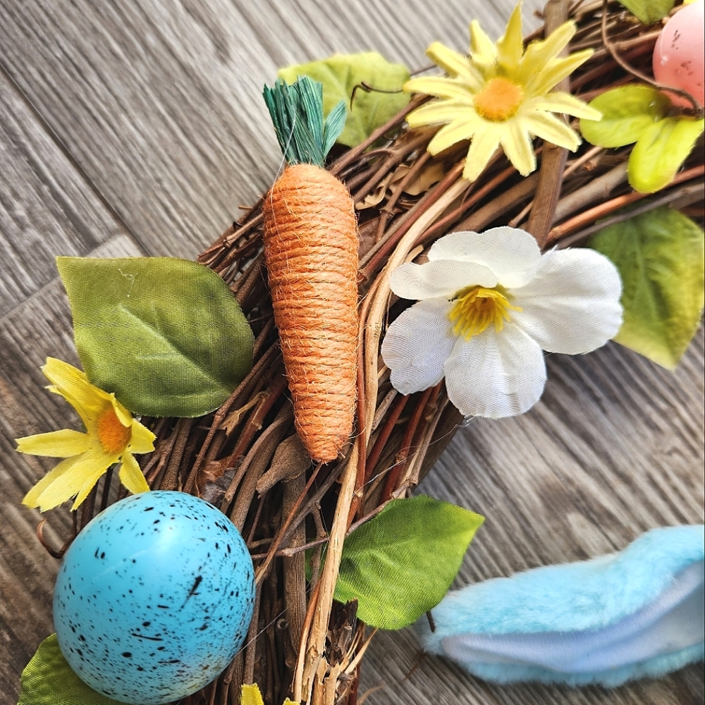 Festive Easter Bunny Grapevine Spring Easter Wreath - Picture 6 of 9